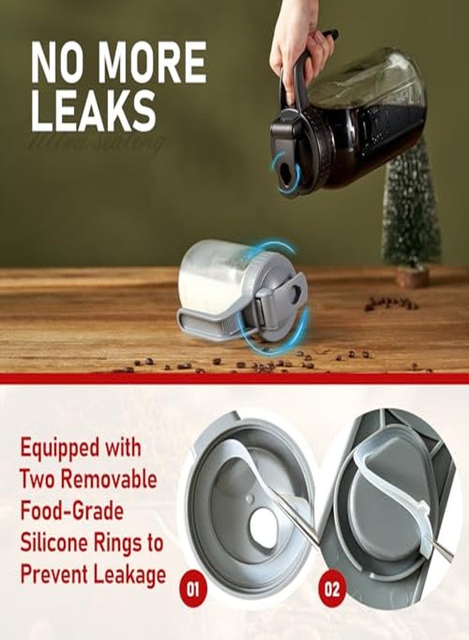 ماكينة تحضير القهوة الباردة بغطاء على شكل حرف V، سعة 64 أونصة، مزودة بفلتر من الفولاذ المقاوم للصدأ، إبريق متين خالٍ من مادة BPA لتحضير القهوة والشاي المثلج وشاي الشمس وعصير الليمون - Image 4